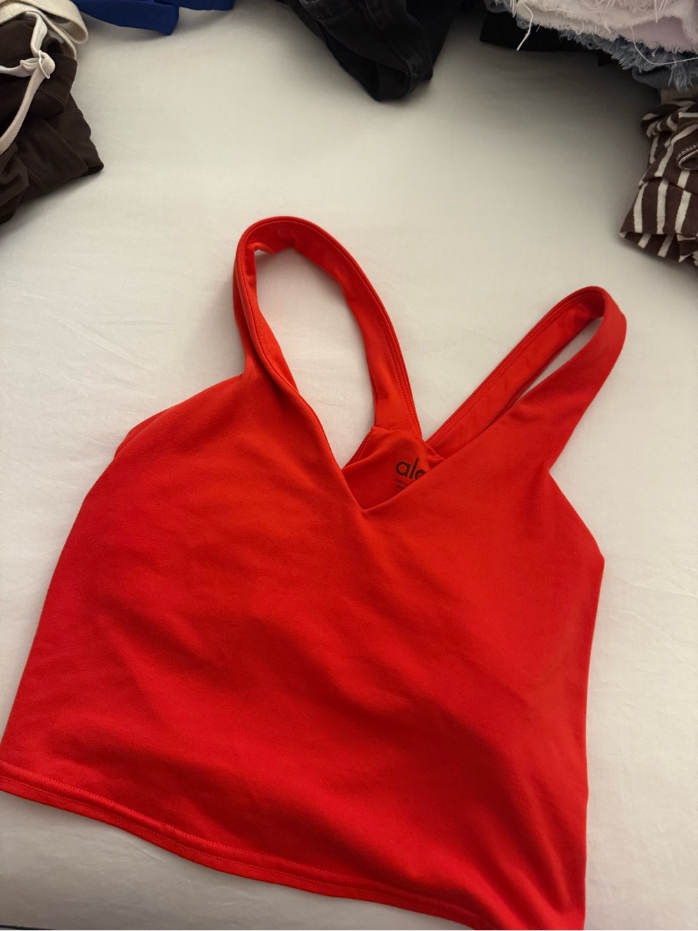 Red V-Neck Tank Top with Wide Straps Alo